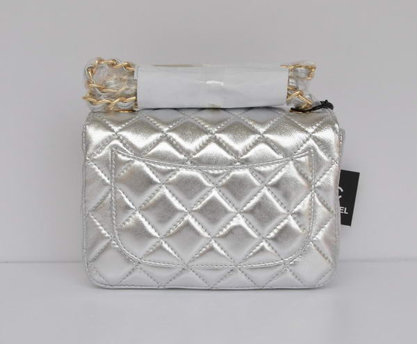 Cheap Chanel Classic mini Flap Bag 1115 Light Silver Sheepskin Golden Hardware