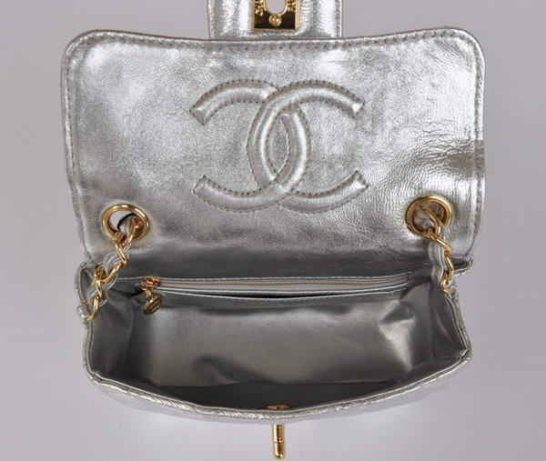 Cheap Chanel Classic mini Flap Bag 1115 Light Silver Sheepskin Golden Hardware