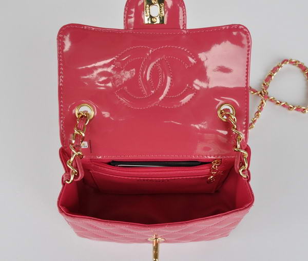Cheap Chanel Classic mini Flap Bag 1115 Peach Patent Golden Hardware