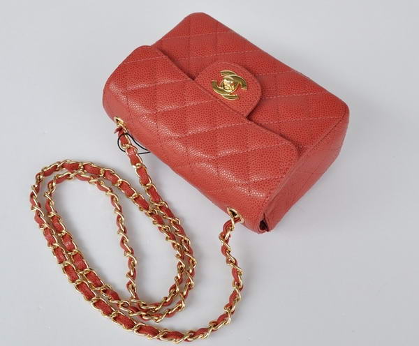 Cheap Chanel Classic mini Flap Bag 1115 Red Leather Golden Hardware