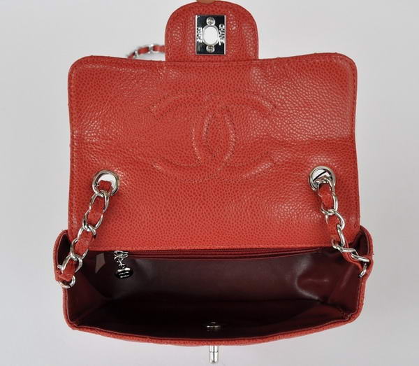 Cheap Chanel Classic mini Flap Bag 1115 Red Leather Silver Hardware