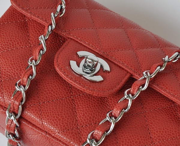Cheap Chanel Classic mini Flap Bag 1115 Red Leather Silver Hardware