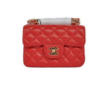 Cheap Chanel Classic mini Flap Bag 1115 Red Sheepskin Golden Hardware