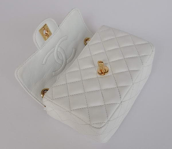 Cheap Chanel Classic mini Flap Bag 1115 White Sheepskin Golden Hardware