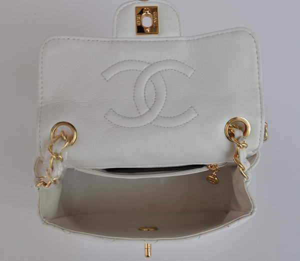 Cheap Chanel Classic mini Flap Bag 1115 White Sheepskin Golden Hardware