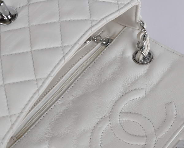 Cheap Chanel Classic mini Flap Bag 1115 White Sheepskin Silver Hardware
