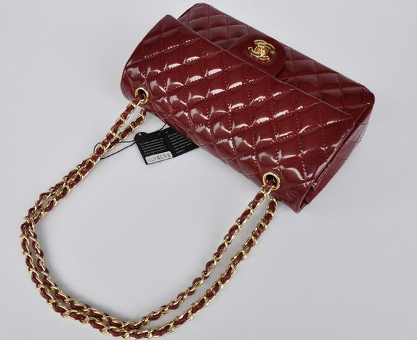 Cheap Chanel 2.55 Series Flap Bag 1112 Maroon Patent Leather Golden Hardware