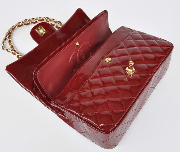 Cheap Chanel 2.55 Series Flap Bag 1112 Maroon Patent Leather Golden Hardware