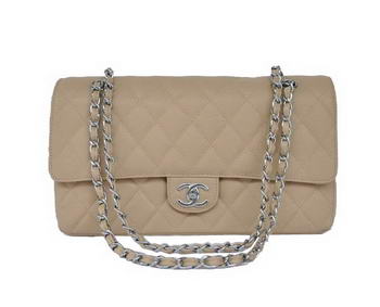 Cheap Chanel 2.55 Series Flap Bag 1113 Apricot Leather Silver Hardware