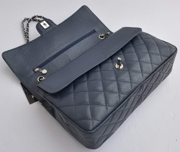 Cheap Chanel 2.55 Series Flap Bag 1113 Blue Leather Silver Hardware