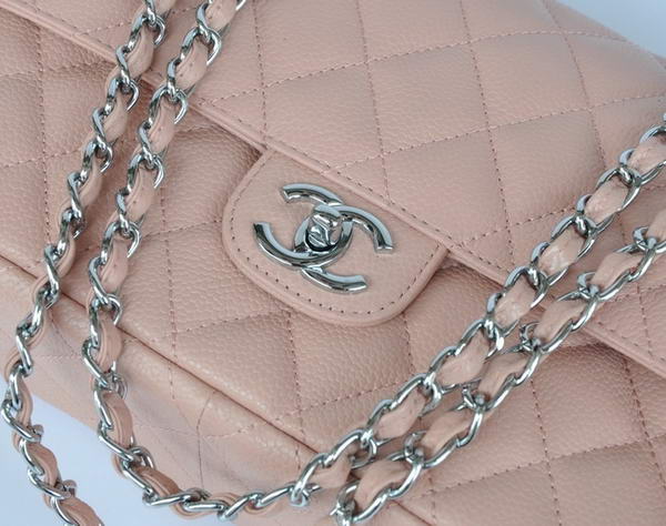 Cheap Chanel 2.55 Series Flap Bag 1113 Pink Leather Silver Hardware