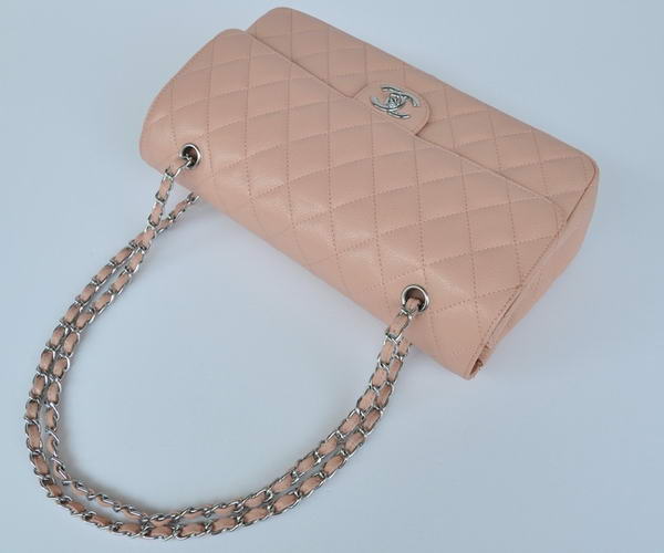Cheap Chanel 2.55 Series Flap Bag 1113 Pink Leather Silver Hardware