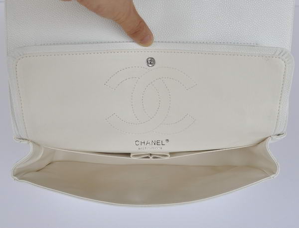Cheap Chanel 2.55 Series Flap Bag 1113 White Leather Silver Hardware