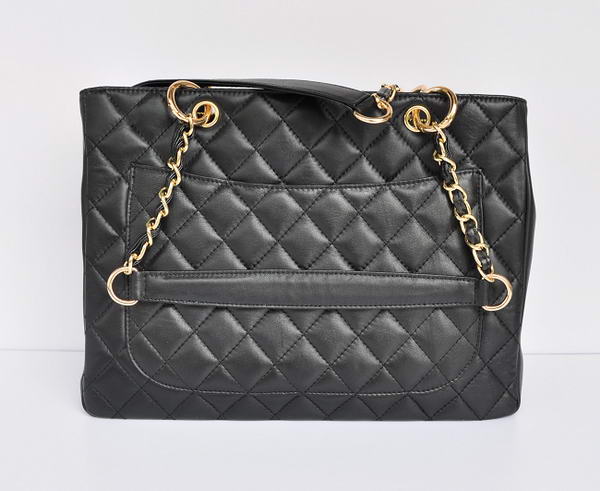 Cheap Chanel Classic CC Shopping Bag A20995 Black Lambskin Golden