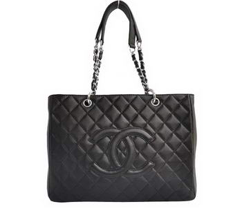 Cheap Chanel Classic CC Shopping Bag A20995 Black Lambskin Silver