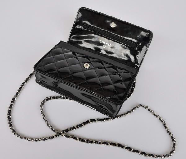 Cheap Chanel Mini Flap Bag A33814 Black Patent Silver
