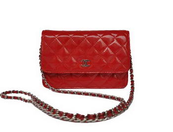 Cheap Chanel Mini Flap Bag A33814 Red Patent Silver