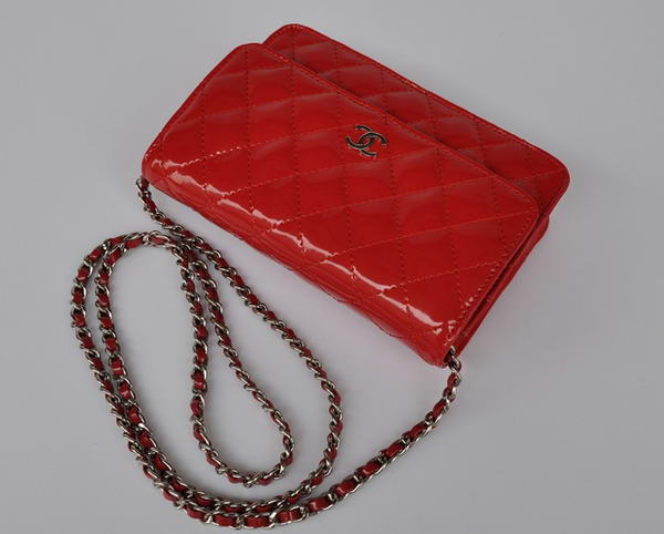 Cheap Chanel Mini Flap Bag A33814 Red Patent Silver