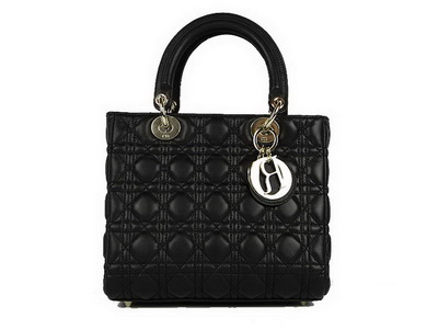 Christian Dior Lambskin Bags Lady Dior Bag CAL44550 Black Golden