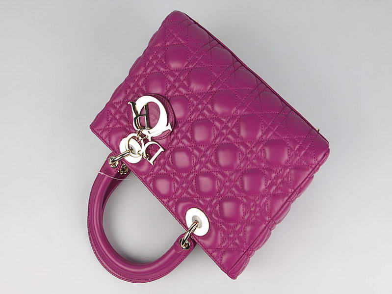 Christian Dior Lambskin Bags Lady Dior Bag CAL44550 Purple Golden