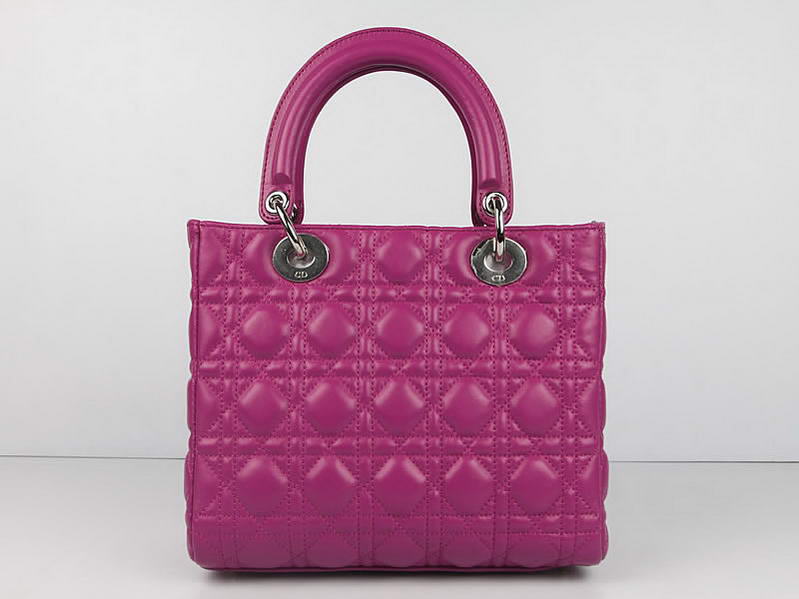 Christian Dior Lambskin Bags Lady Dior Bag CAL44550 Purple Silver