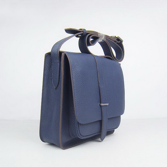 Hermes Deep-Blue Cow Leather Messenger Bags H2811