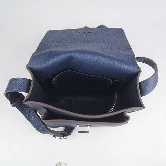 Hermes Deep-Blue Cow Leather Messenger Bags H2811