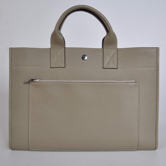 Hermes Briefcase 40CM Clemence Leather Bag Grey