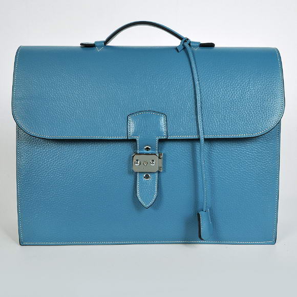 Hermes Sac Depeche 38cm Briefcase Clemence Blue