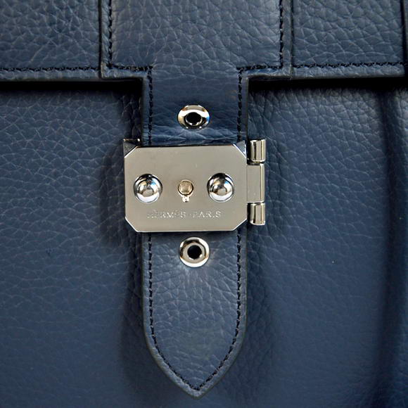 Hermes Sac Depeche 38cm Briefcase Clemence Dark Blue