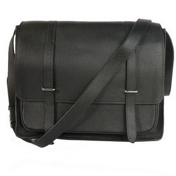 Hermes Steve 35CM Messenger Bag Clemence Leather Black