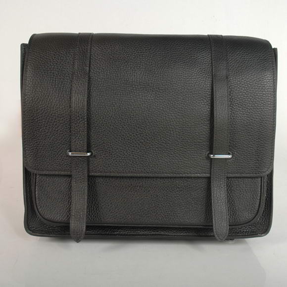 Hermes Steve 35CM Messenger Bag Clemence Leather Black
