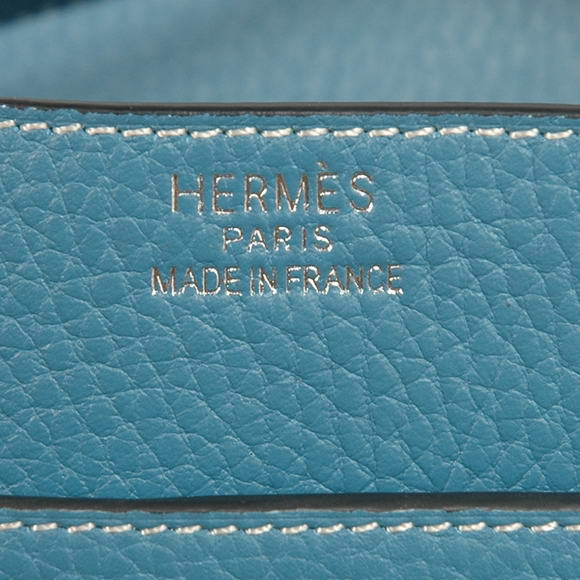 Hermes Steve 35CM Messenger Bag Clemence Leather Blue