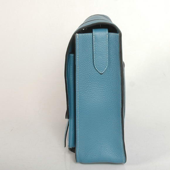 Hermes Steve 35CM Messenger Bag Clemence Leather Blue