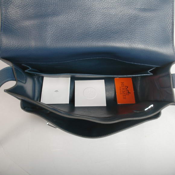 Hermes Steve 35CM Messenger Bag Clemence Leather Dark Blue