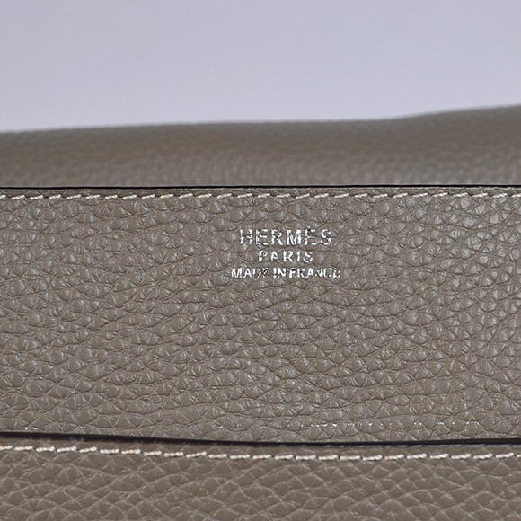 Hermes Steve 35CM Messenger Bag Clemence Leather Grey