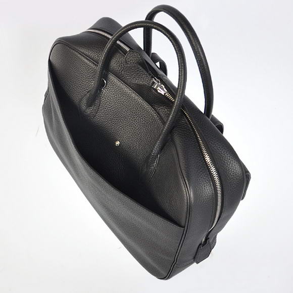 Hermes Steve 38CM Travel Bag Clemence Leather Black