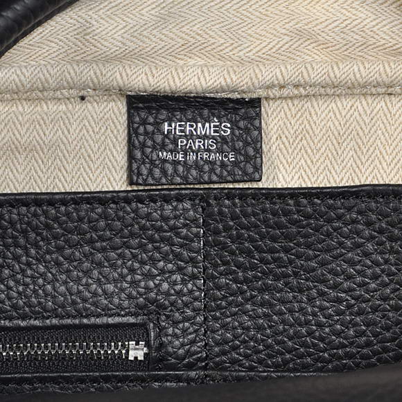 Hermes Steve 38CM Travel Bag Clemence Leather Black