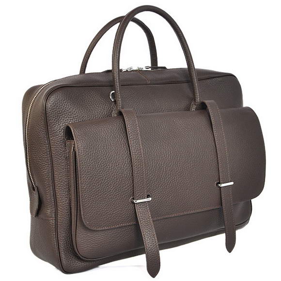 Hermes Steve 38CM Travel Bag Clemence Leather Brown