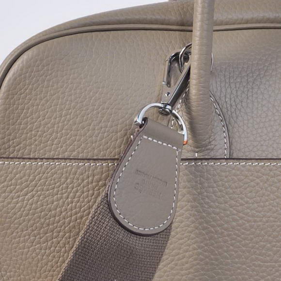 Hermes Steve 38CM Travel Bag Clemence Leather Grey
