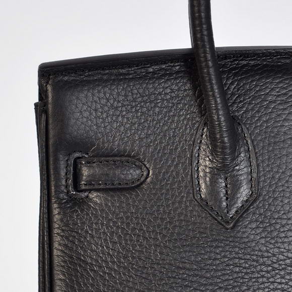 Hermes Birkin 25CM Tote Bags Togo Leather Black Silver