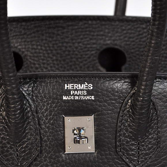 Hermes Birkin 25CM Tote Bags Togo Leather Black Silver