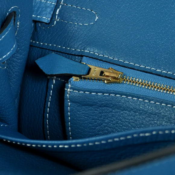 Hermes Birkin 25CM Tote Bags Togo Leather Blue Godlen
