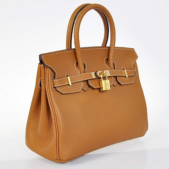 Hermes Birkin 25CM Tote Bags Togo Leather Camel Godlen