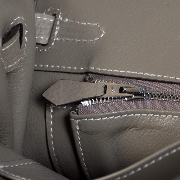 Hermes Birkin 25CM Tote Bags Togo Leather Dark Grey Silver