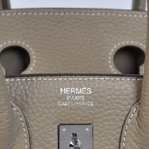 Hermes Birkin 25CM Tote Bags Togo Leather Dark Grey Silver