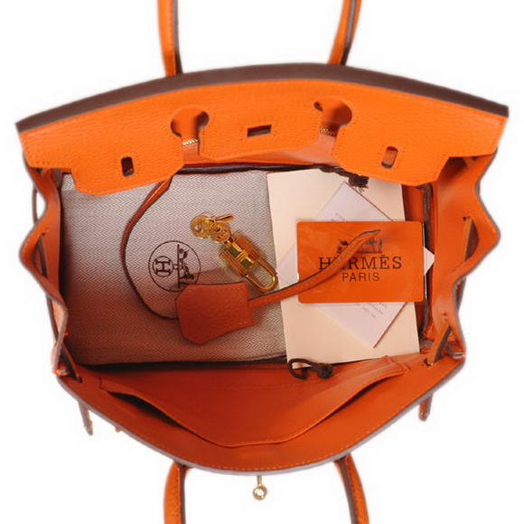 Hermes Birkin 25CM Tote Bags Togo Leather Orange Godlen