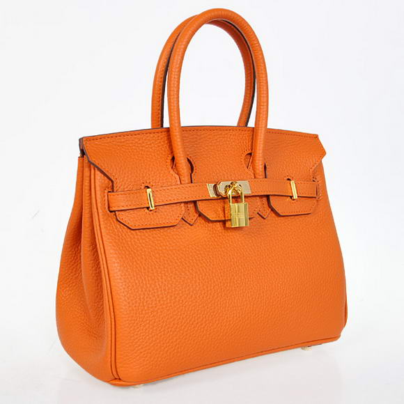 Hermes Birkin 25CM Tote Bags Togo Leather Orange Godlen