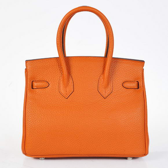 Hermes Birkin 25CM Tote Bags Togo Leather Orange Silver