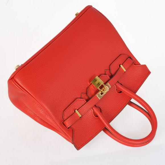 Hermes Birkin 25CM Tote Bags Togo Leather Red Godlen